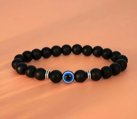 Trendy Stone beaded evil eye amulet bracelet for men