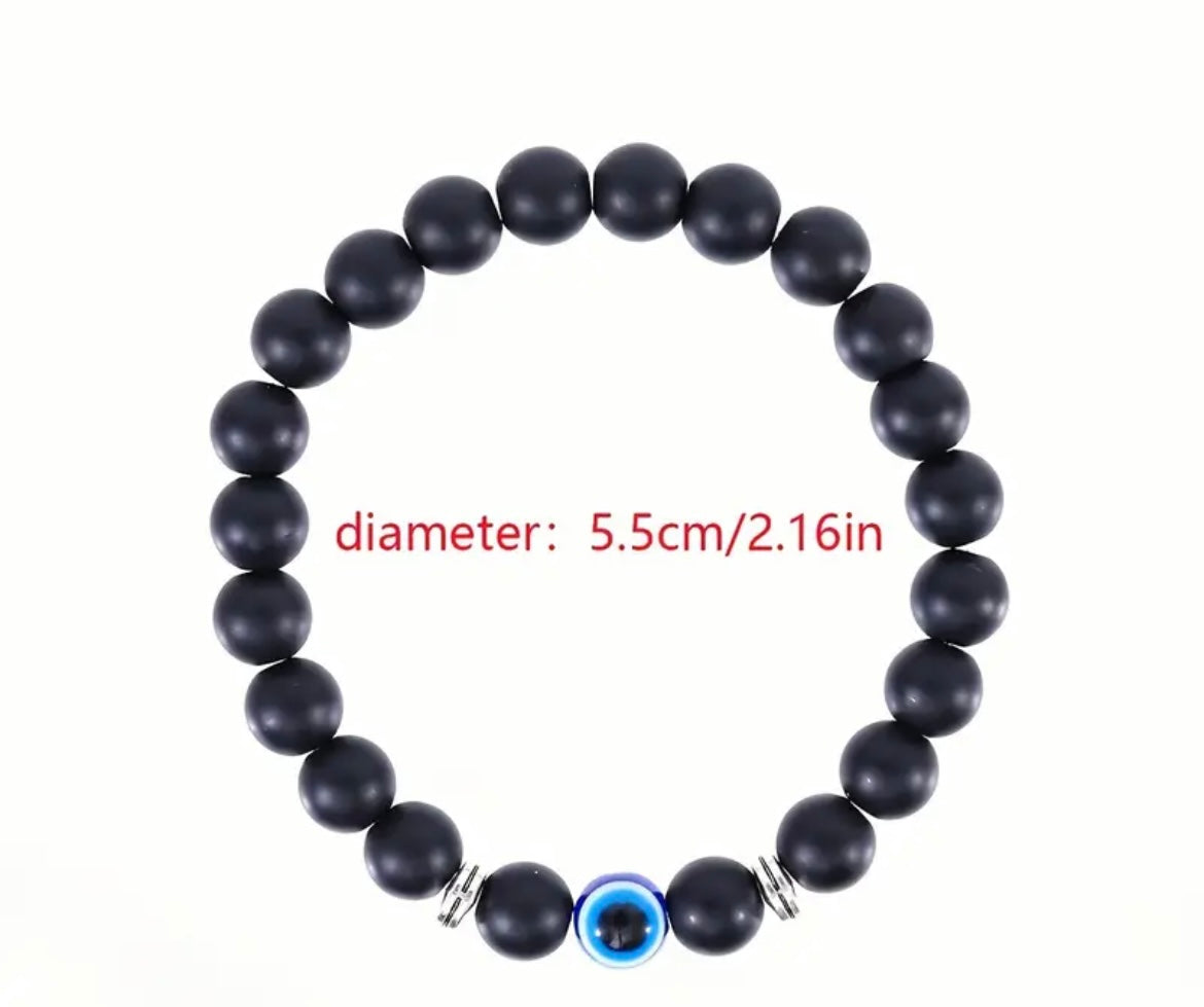 Trendy Stone beaded evil eye amulet bracelet for men