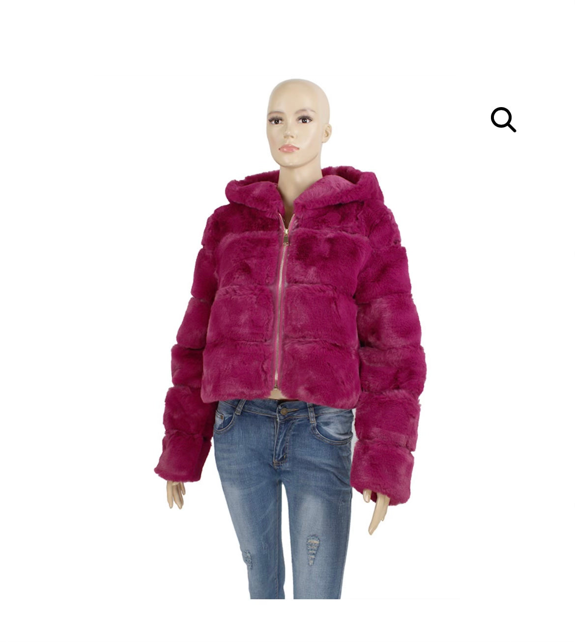 L/XL Magnificent Magenta Faux Fur Coat